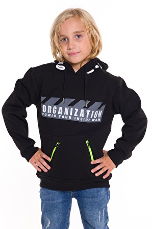 Erkek Çocuk Organization Yazı Baskılı Kapşonlu Sweatshirt 14124