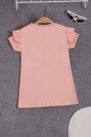 Somon Peluş Ayıcıklı Fırfırlı Kız Çocuk T-shirt 15539