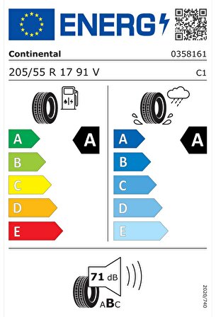 Continental 205/55 R17 91V EcoContact 6 Oto Lastik Üretim 2023