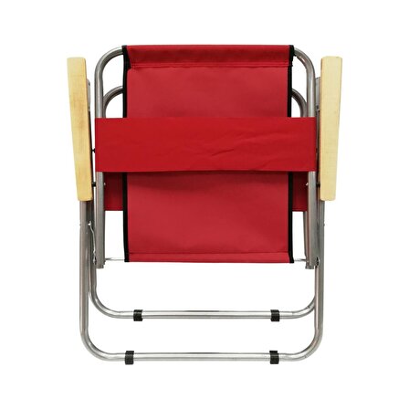 Tedarikcenter Kırmızı 2 Adet Ahşap Kollu Kamp Sandalyesi Ve 1 Adet 80X60 Katlanır Masa