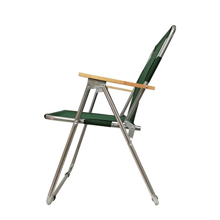 Tedarikcenter Yeşil 2 Adet Ahşap Kollu Kamp Sandalyesi 1 Adet 80x60 cm Katlanır Masa  Takımı