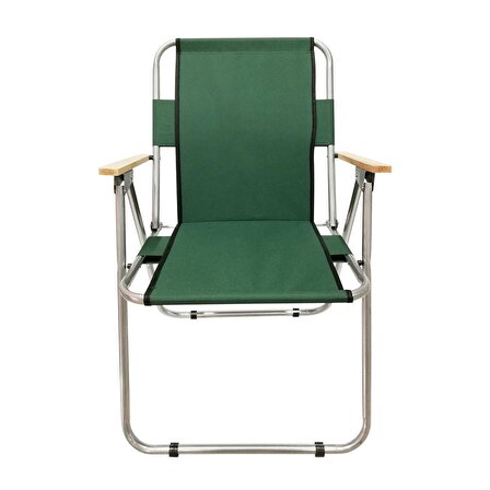 Tedarikcenter 4 Adet Ahşap Kollu Kamp Sandalyesi 1 Adet 80x60 cm Katlanır Masa Yeşil