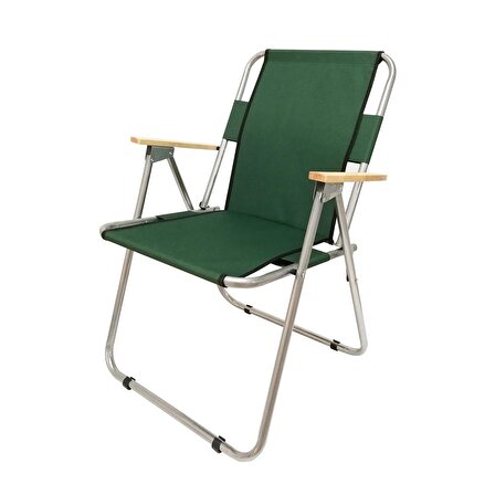 Tedarikcenter 4 Adet Ahşap Kollu Kamp Sandalyesi 1 Adet 80x60 cm Katlanır Masa Yeşil