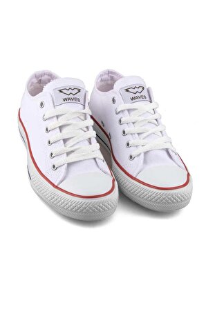 Günlük Convers Tarzı Beyaz Keten Kadın Sneaker
