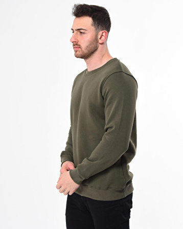 Erkek Yeşil Bisiklet Yaka Sweatshirt