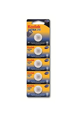 Kodak Lityum 3 Volt Pil 5'li Paket Ultra Lityum CR2032