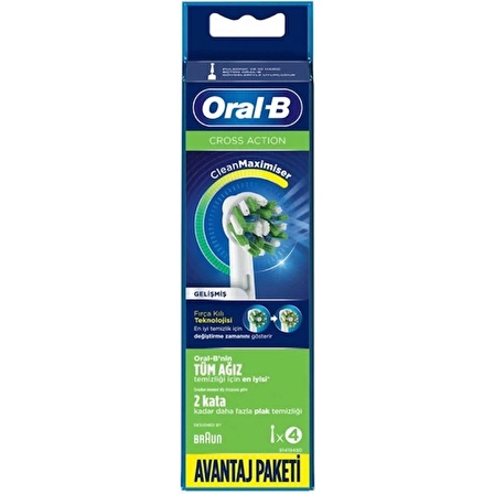 Oral-B Cross Action 4'lü Şarjlı Diş Fırçası Yedek Başlığı