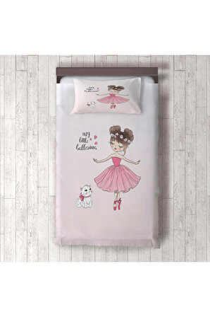 Bebek ve Çocuk Odası Prenses Kız ve Yavru Kedi Desenli, Organik Boyalı, Renkli Yatak Örtüsü Seti Toplam 2 Parça ( 1 adet Yatak Örtüsü 140x220cm, 1 adet Yastık Kılıfı 50x70cm)-005