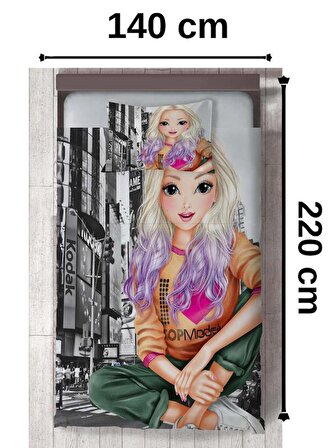 Kız Bebek ve Çocuk Odası için Cool Girl Desenli İsim Yazdırılabilir Renkli 2 Parça Yatak Örtüsü Seti-56S