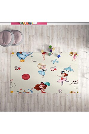 CERİTTİ Mekta Home Bebek Ve Çocuk Odası Renkli Sirk Desenli Halı CRTT-025
