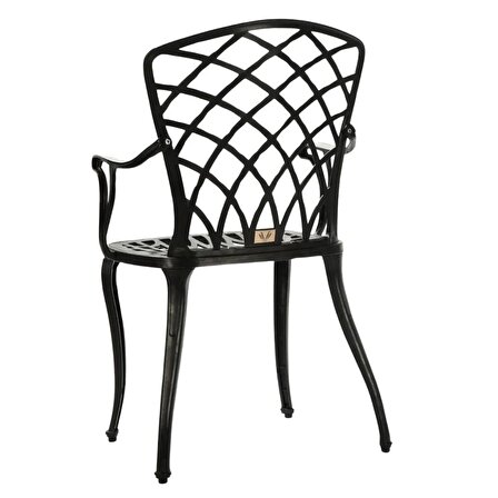 Ceritti Ferforje Görünümlü Masa ve Sandalye, Bahçe, Balkon ve Dış Mekanda Kullanılabilir, 2 Yıl Garantili, 150 kg Taşıma Kapasiteli, Plastik Yuvarlak Siyah Masa ve Sandalye Takımı