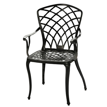 Ceritti Ferforje Görünümlü Plastik Tek Siyah Sandalye, Bahçe, Balkon ve Dış Mekanda Kullanılabilir, 2 Yıl Garantili, 150 kg Taşıma Kapasiteli, Plastik Tek Sandalye