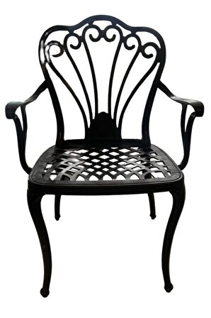 Ferforje Görünümlü Dış Mekan için Uygun 150 Kg Taşıma Kapasiteli Siyah Plastik Sandalye