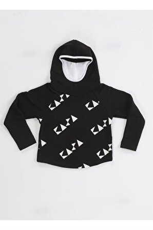 Ninja Casa Baskılı Siyah Unisex Sweatshirt
