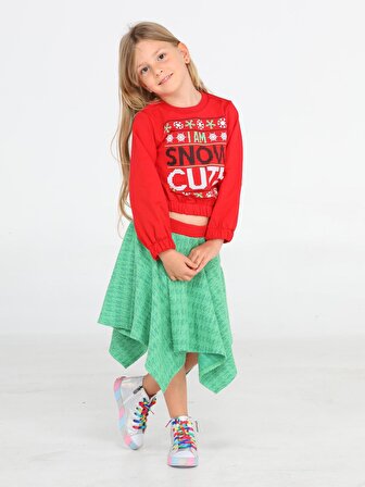 Snow Cute Kız Çocuk Etek + Sweatshirt Takım
