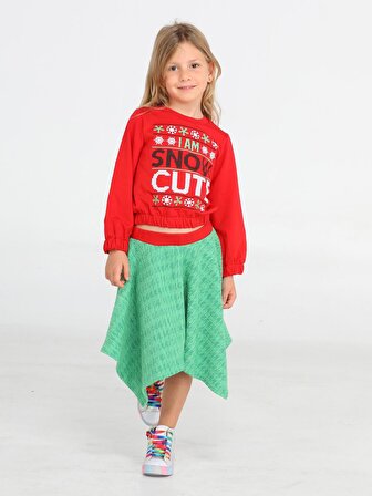 Snow Cute Kız Çocuk Etek + Sweatshirt Takım
