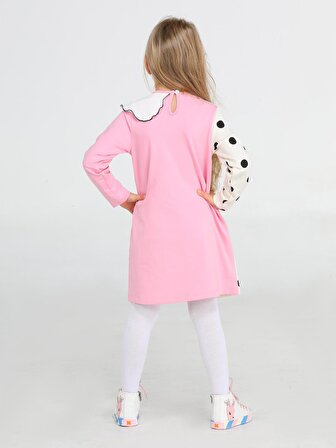 Puanlı Asimetrik Fırfırlı Kız Çocuk Elbise