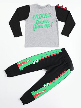 Crocos Siyah Erkek Çocuk Pantolon+T-shirt Takım