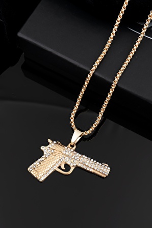 Gun Iced Out Çelik Kolye CS1163AL