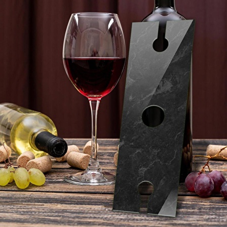 Cam Şarap Şişesi ve Kadeh Tutucu | Moreno | 10cm x 32cm