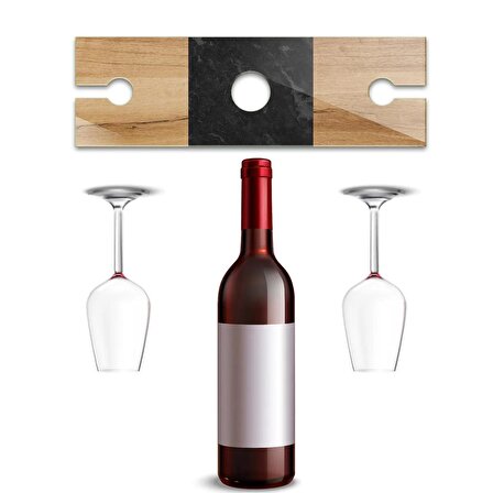 Cam Şarap Şişesi ve Kadeh Tutucu | Aldo | 10cm x 32cm