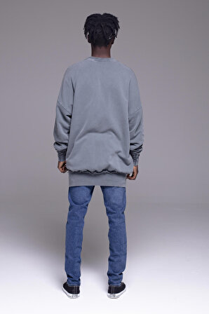 Yıkamalı Oversize Sweatshirt K-332 Antrasit