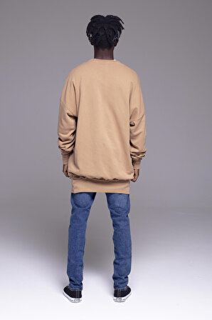 Yıkamalı Oversize Sweatshirt K-332 Kahverengi