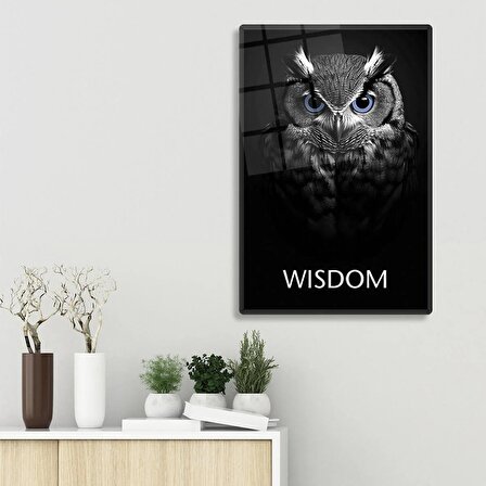 Cam Tablo | Motivasyon Serisi | Owl - Wisdom | 40cm x 60cm