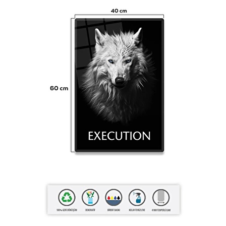 Cam Tablo | Motivasyon Serisi | Wolf - Execution | 40cm x 60cm