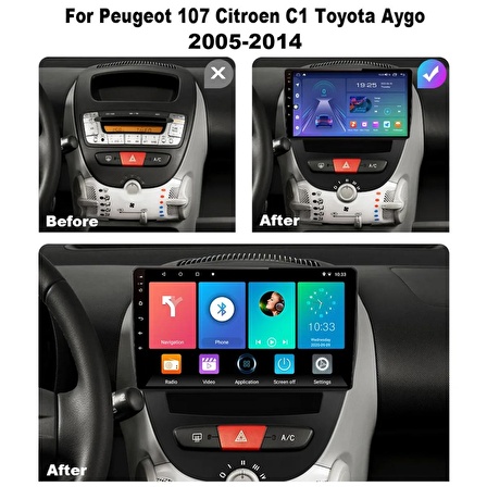 Citroen C1 Android Multimedya Sistemi (2005-2014) 2 GB Ram 16 GB Hafıza 4 Çekirdek İphone CarPlay Android Auto Navibox