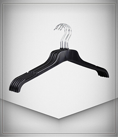 42 Cm Siyah Elbise Gömlek Bluz Tunik T-shirt Askısı CTP Serisi Tek Taraf Dolgulu 6 Adet