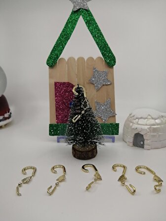 Çam Ağacı Süs Asma Çengeli Yılbaşı Yeniyıl Noel Süsleme Altın Renk 5 Adet