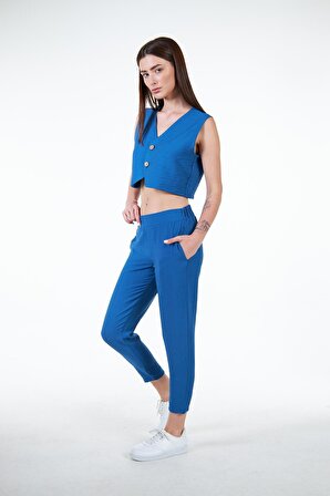 Mavi Kadın Keten Görünümlü Carrot Fit Havuç Pantolon - Perla
