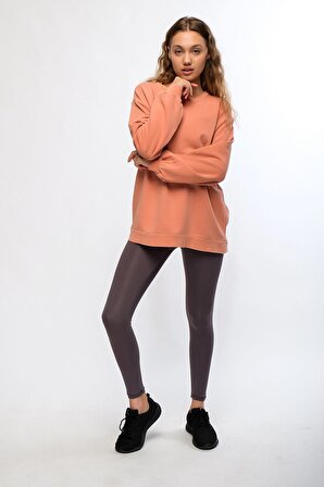 Turuncu Kadın Mineral Boyalı Organik Pamuklu Oversize Sweatshirt - Paula