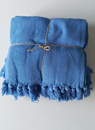Analı Kızlı Pike Banyo Havlu Seti-Mavi