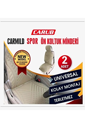 Carmild Oto Koltuk Kılıfı Spor Ön Koltuk Minderi 2li Set Bej Renk