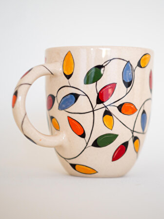 El Yapımı Kahve Bardağı - Renkli Seramik Kupa - Özel Tasarım Mug - Yılbaşı Temalı Bardak