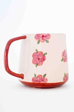 Renkli ve Çiçekli Kupa El Yapımı ve Özel Tasarım Kahve Bardağı Çiçekli Hediyelik Kupa Takımı