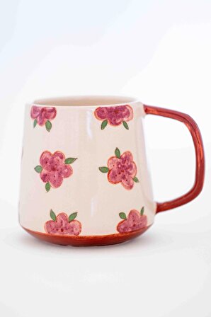 Renkli ve Çiçekli Kupa El Yapımı ve Özel Tasarım Kahve Bardağı Çiçekli Hediyelik Kupa Takımı