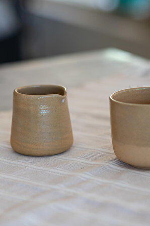Kahve Seti, El Yapımı Stoneware Kahve Bardağı ve Sütlük, Hediyelik Kahve Seti