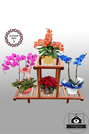 Eskitme Ahşap Çiçeklik 1 - Sağlam Ürün - Çiçek Saksı Standı - Balkon Saksılık - Raf Sehpa