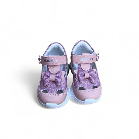 Kız Bebe Ortopedik Cırtlı Esnek Hafif Nefes Alabilen Pembe Renk Işıklı Bebek Sneaker Spor Ayakkabı