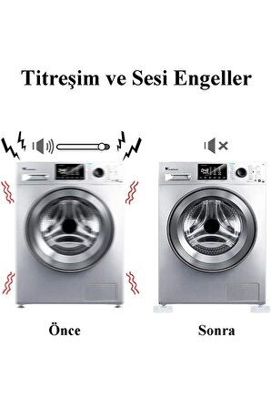Çamaşır Makinesi Ayağı Titreşim Gürültü Hareket Önleyici Mobilya Yükseltici Ayak (4 Adet)