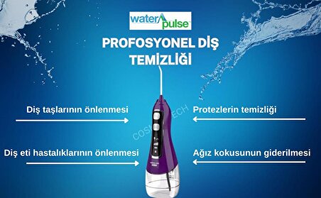 Waterpulse Kablosuz Pro V580 Water Flosser 320ml Taşınabilir Diş/Protez Bakım Ve Ağız Duşu Mor