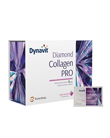 Dynavit Diamond Collagen Pro Hidrolize Kollajen, Hyaluronik Asit, Vitamin C Biotin Ve Sahil Çamı Ekstresi İçeren Toz Takviye Edici  Gıda 30 Poşet