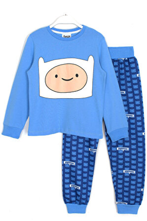 Adventure Time Finn Baskılı Pijama Takımı Mavi