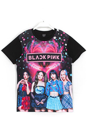 Blackpink K-pop Grup Dijital Baskı Kız Çocuk Siyah Renk T-shirt