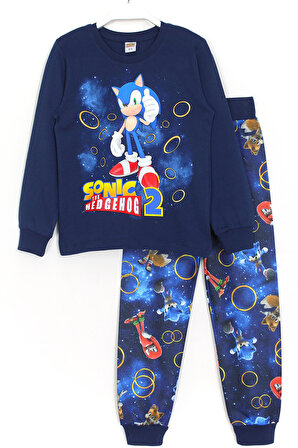 Kirpi Sonic Ekidne Knuckles Ve Miles Tails 3d Baskılı Erkek Çocuk Pijama Takımı Lacivert