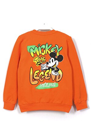 The Mickey Legend Baskılı Erkek Çocuk Eşofman Takımı 3-9 Yaş Turuncu Siyah