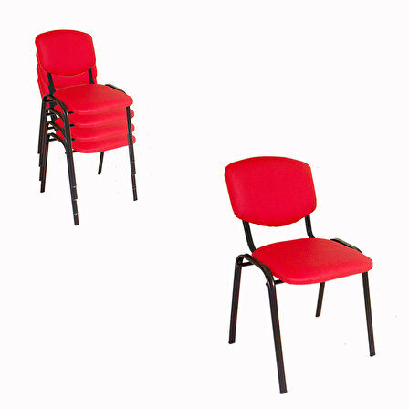 Üst Üste Konan Mutfak ve Balkon Sandalyesi (4 Adet) - Kırmızı